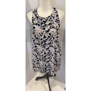 women s forever 21 contemporary Sleevless Floral Dress - Navy And White - Size M